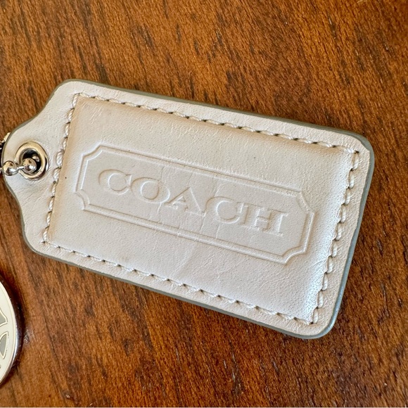 Coach Leather Hangtag & Silver Op Art Logo Charm - Picture 3 of 6